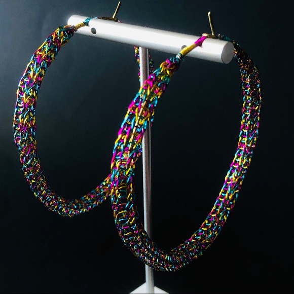 2.50” City Lights Wire Crocheted Hoop Earrings - Picture 6 of 8